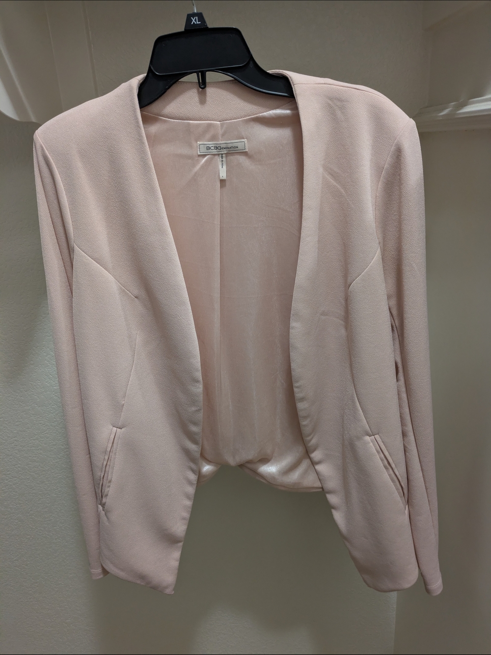 BCBGeneration Pale Blush Lightweight Open-Front Jacket